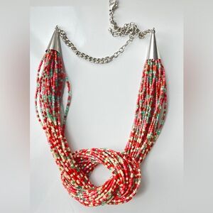 Chunky multicolor bead knot necklace
